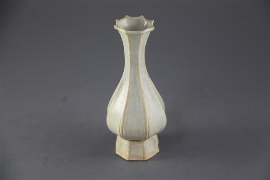 A Chinese Qingbai octagonal baluster vase, Song dynasty, 12th - 13th century, height 21.5cm